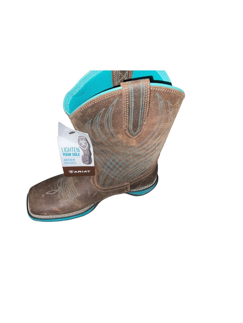 New! Women's 6B Ariat Anthem Java Brown/Turquoise Western Boots 10027247 - Picture 7 of 8